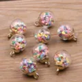 DIY glass ball pendants with colorful sequins and gold caps, perfect for handmade jewelry crafts. - Colorful Sequins Infill Style (26G3-6)