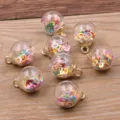 Clear glass ball charms with colorful glitter filling, DIY jewelry making accessories. - Colorful Clay Sequins Style (26G3-8)