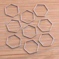 Charms en acier inoxydable montures hexagonales argentées pour fabrication de bijoux DIY artisanat. - Style Hexagone (Moyen)