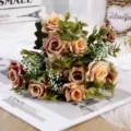 Bouquet di rose artificiali fiori di seta vintage decorazione casa matrimonio oggetti di scena - Loto viola