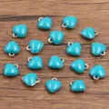 Stainless steel double-sided oil drop heart pendant colorful DIY jewelry making accessories. - Heart / 1 Piece (7x8mm) / Blue