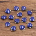 Blue enamel heart charms stainless steel metal pendants for DIY jewelry making crafts accessories - Heart / 1 Piece (7x8mm) / Dark Blue
