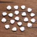 Stainless steel white heart enamel charms pendants DIY jewelry making accessories. - Heart / 1 Piece (7x8mm) / White
