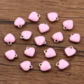 Pink heart enamel stainless steel charm pendant for DIY handmade jewelry crafting accessories. - Heart / 1 Piece (7x8mm) / Pink