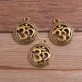 DIY Legierung Vintage Om Anhänger Hohl 3D Charm Schmuck Zubehör für Handwerk und Projekte - Altgold
