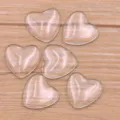 Clear glass heart cabochons for DIY jewelry making and craft decorations set, 6 pieces. - Peach Heart Style / 20mm