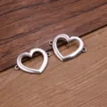 DIY alloy heart jewelry connectors, silver tone metal heart charms for handmade crafts. - Hollow Heartbeat Heart Connector / 33x25mm / Antique Silver