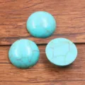 Synthetic turquoise cabochon round flat back gemstone for DIY jewelry making accessories. - 20mm / Blue