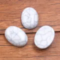 Synthetic turquoise cabochon oval flatback stone DIY jewelry making accessory piece - 18x25mm / White