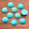 Synthetic turquoise cabochons flatback round dome stones for DIY jewelry making and ring setting. - 12mm / Green