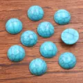 Synthetic turquoise cabochons flat back round gemstones for DIY jewelry making and ring settings. - 12mm / Blue