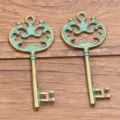 Vintage bronze key alloy pendant charm for DIY jewelry making crafts and accessories. - 5 Key 30X68mm 4.9g