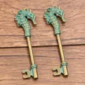 Vintage bronze seahorse key charm alloy DIY jewelry pendant accessories for craft projects 2pcs - 6 Key 20X71mm 8g