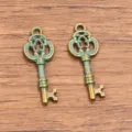 Vintage bronze key charm alloy DIY jewelry accessory pendant variant style for crafting set - 9 Key 10X27mm 0.7g
