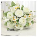 Bouquet di rose bianche artificiali fiori finti per decorazione di nozze e casa dolce - Bianco