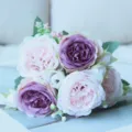 Bellissimo bouquet di rose persiane artificiali per decorazioni casa e matrimoni, 5. - Marrone chiaro