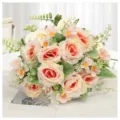 Bouquet di rose artificiali stile pittura olio vintage fiori di seta per decorazioni casa. - Rosa chiaro