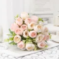 Bouquet di peonie artificiali rose di seta finte fiori per decorazione domestica - Rosa