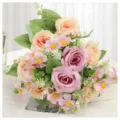 Bouquet di rose artificiali fiori finti per decorazione di nozze casa stile INS 7 rami - Viola