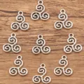 DIY alloy hollow round pendant charms set for necklace bracelet phone accessories - Design No.2 / 13X15mm-0.7g