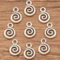 Silver spiral alloy metal charms for DIY jewelry making, bracelets, and necklaces. - Design No.1 / 7X11mm-0.4g