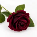 Burgundy velvet artificial rose stem, 50cm tall with 7cm flower head for home decor - 7cm Rose / Burgundy