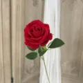 Rosa artificiale in velluto stelo singolo fiore finto rosso per decorazioni casa matrimonio - Rosso Vivo