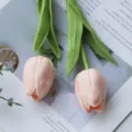 PU mini tulipani fiori artificiali bouquet simulazione matrimonio decorazione rosa piante finta - Rosa Caramello