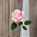 Fiore di rosa artificiale rosa ramo singolo tessuto finta rosa per arredamento casa matrimonio festa - rosa scuro