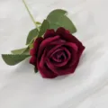 Dark magenta artificial velvet rose stem, 50cm overall height with 7cm flower head - 7cm Rose / Deep Rose Red