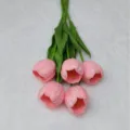 Bouquet di fiori di tulipano rosa artificiali disposizione floreale per arredamento casa - Rosa Caramello