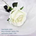 Realistic single white velvet artificial rose flower for wedding home decoration - 7cm Rose / White