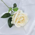 Elegant single artificial cream velvet rose flower for wedding and home decoration - 7cm Rose / Champagne
