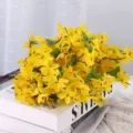 Fiore di forsythia artificiale ramo singolo finto fiore di seta per decorare casa e giardino - Gelsomino invernale a stelo singolo, 5 forcelle e 35 fiori