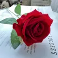 Artificial Red Rose Flower Single Fake Silk Rose for Home Wedding Decor Party Arrangement - Single Small Rose (7-8cm) / Bright Red