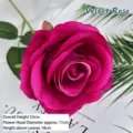 Single stem magenta velvet artificial rose flower for home interior and wedding decor - Velvet Rose / 11cm / Rose Red