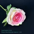 Artificial velvet rose in pink and white, 53cm height, for home wedding decoration. - Velvet Rose / 11cm / Pink Heart