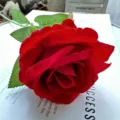Artificial red rose flower fake floral bouquet for home wedding party decor table centerpieces. - Single Large Rose (11cm) / Bright Red