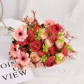 Bouquet di fiori artificiali rosa camelia stile europeo seta matrimonio decoro casa - Rosso