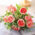 Bouquet di peonie artificiali fiori finti per matrimonio decorazione casa rosa - Rosa