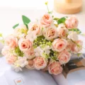 Bouquet di rose artificiali fiori finti per matrimonio decorazione domestica bella - Champagne