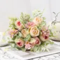 Artificial peony flower bouquet for home decor wedding party table arrangement setup. - Purple