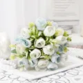 Bouquet di fiori artificiali peonia rosa decorazione casa pianta finto fiore decoro - Blu