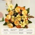 Bouquet di Fiori Artificiali Rosa Gialla e Margherita Composizione Floreale per Casa - Giallo arancio