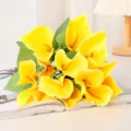 Kunstmatige Calla Lelie Boeket Gele Nep Bloemen voor Huisdecoratie Tafelstuk Bloemstuk - Geel