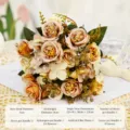 Bellissimo bouquet di rose artificiali fiori finti per decorazione soggiorno regali - Caffè