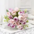 Bouquet di Fiori Artificiali Peonia Rosa Viola Finti Seta Decorazione Casa Variante Scelta - Viola