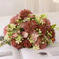 Bouquet di fiori artificiali crisantemo colore autunno finto fiore decorazione casa - Borgogna
