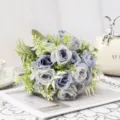 Bouquet de roses artificielles fleurs de simulation décoration d'intérieur nordique floral - Bleu