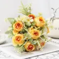 Artificial Flower Bouquet Yellow Peony Silk Flowers Home Decor Wedding Table Arrangement - Yellow